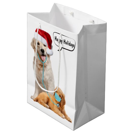 Prettig Kerstfeest Honden Medium Cadeauzakje (Voorkant Gekanteld)