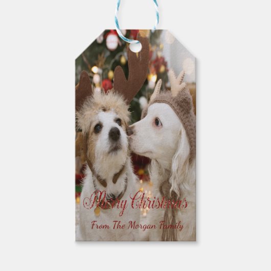 Prettig kerstfeest, honden verliefd cadeaulabel (Voorkant)