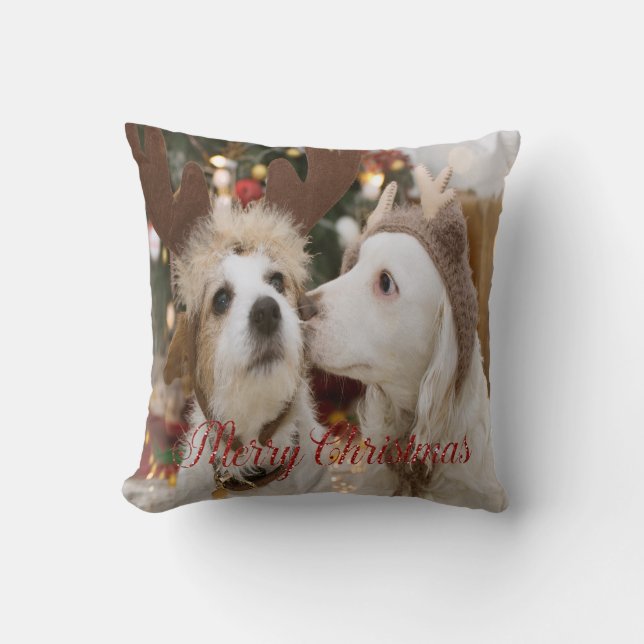 Prettig kerstfeest, honden verliefd kussen (Voorkant)