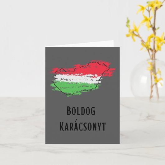 Prettig Kerstfeest, Hongaarse Kerstmis Kaart (Gele Bloem)