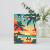 Prettig kerstfeest Honolulu Tropisch strand zonson Briefkaart (Staand voorkant)