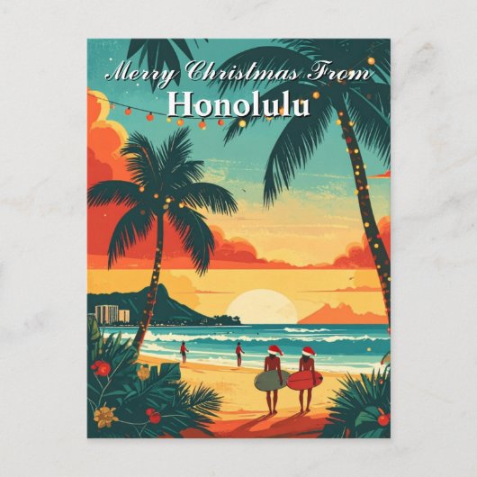Prettig kerstfeest Honolulu Tropisch strand zonson Briefkaart (Voorkant)