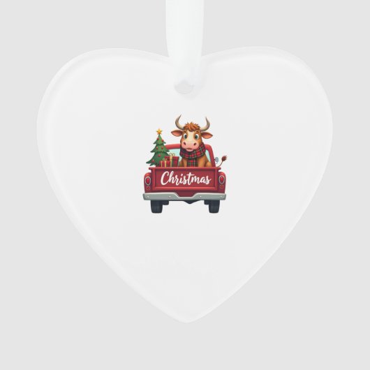 Prettig kerstfeest Hoogland Koe Kerstboom Rode Vr Ornament (voorkant)