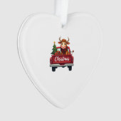 Prettig kerstfeest Hoogland Koe Kerstboom Rode Vr Ornament (voorkant)