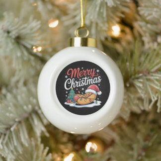 Prettig kerstfeest Hotdog Sinterklaas Hoed Vakanti Keramische Bal Ornament