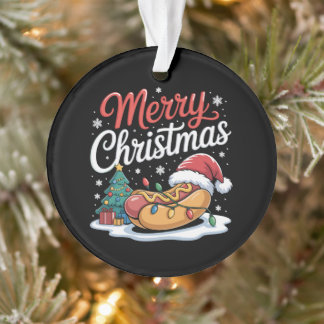 Prettig kerstfeest Hotdog Sinterklaas Hoed Vakanti Ornament