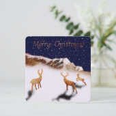 Prettig kerstfeest - houten herten en bergen in de (Staand voorkant)