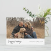 Prettig Kerstfeest Howlidays Koppel Foto Met Hond  Feestdagenkaart (Staand voorkant)