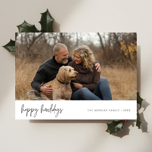 Prettig Kerstfeest Howlidays Koppel Foto Met Hond  Feestdagenkaart