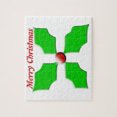 Prettig kerstfeest hulst aanpasbare puzzel (Verticaal)