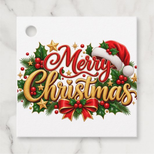 Prettig kerstfeest hulst bedankjes labels (Voorkant)