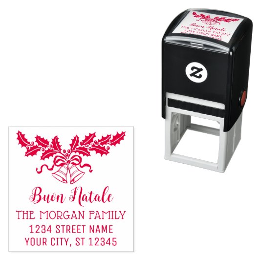 Prettig Kerstfeest Hulst en Bellen Naam Retouradre Zelfinktende Stempel (In situ)