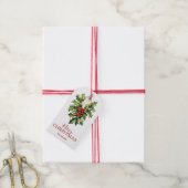 Prettig kerstfeest hulst en bessen cadeaulabel (Met Touw)