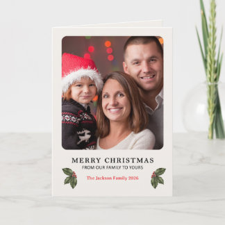 Prettig kerstfeest hulst familie fotolijst feestdagen kaart