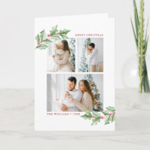 Prettig kerstfeest hulst foto's vakantiekaart