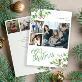 Prettig kerstfeest hulstbes bladmulti foto  feestdagenkaart