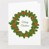 Prettig kerstfeest hulstkrans  kaart (Voorkant)