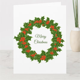 Prettig kerstfeest hulstkrans kaart