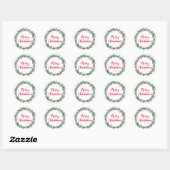 Prettig kerstfeest hulstkrans klassieke ronde stic sticker (Vel)