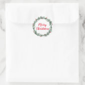 Prettig kerstfeest hulstkrans klassieke ronde stic sticker (Tas)