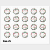 Prettig kerstfeest hulstkrans ronde sticker (Vel)