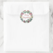 Prettig kerstfeest hulstkrans ronde sticker (Tas)
