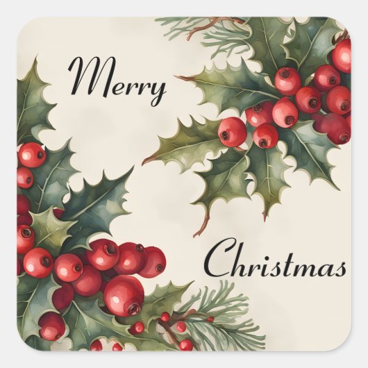 Prettig kerstfeest hulsttakjes vierkante sticker (Voorkant)