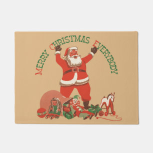 Prettig kerstfeest iedereen! Vintage Kerstman Deurmat