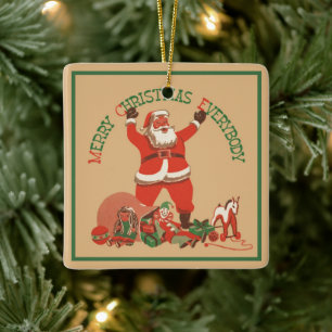 Prettig kerstfeest iedereen! Vintage Kerstman Keramisch Ornament