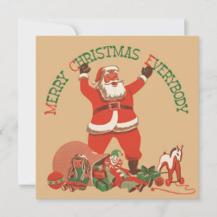 Prettig kerstfeest iedereen! Vintage Sinterklaas Feestdagenkaart