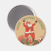 Prettig kerstfeest iedereen! Vintage Sinterklaas Magneet (Voorkant / Achterkant)