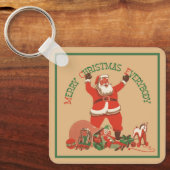Prettig kerstfeest iedereen! Vintage Sinterklaas Sleutelhanger (Voorkant)