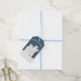 Prettig kerstfeest ijsberen op sterren cadeaulabel