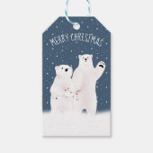 Prettig kerstfeest ijsberen op sterren cadeaulabel (Voorkant)