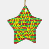 Prettig kerstfeest in 8 talen en gelukkig feest keramisch ornament (Rechts)