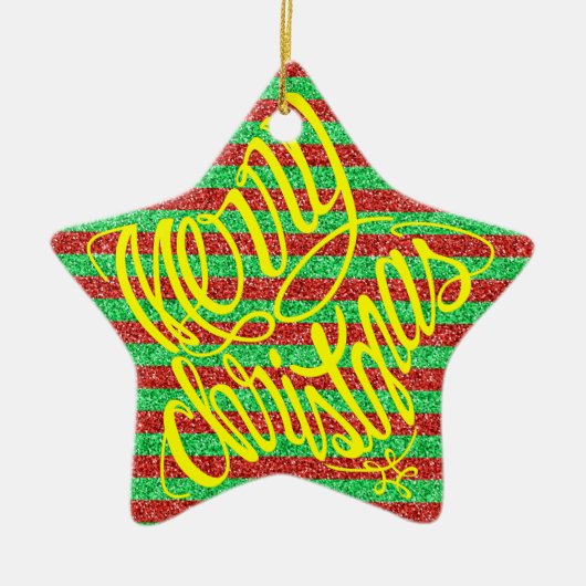 Prettig kerstfeest in 8 talen en gelukkig feest keramisch ornament (Voorkant)