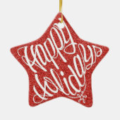 Prettig kerstfeest in 8 talen en gelukkig feest keramisch ornament (Achterkant)