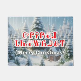 Prettig kerstfeest in Cherokee besneeuwde achtergr Deurmat