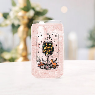 Prettig kerstfeest in een wijnglas blikvorm glas