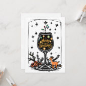 Prettig kerstfeest in een wijnglas kaart (Voorkant / Achterkant in situ)