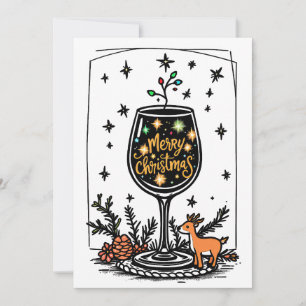 Prettig kerstfeest in een wijnglas kaart