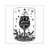 Prettig kerstfeest in een wijnglas rubberstempel (Afrduk)