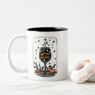 Prettig Kerstfeest in een wijnglas Tweekleurige Koffiemok