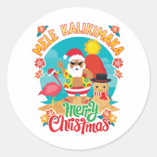 Prettig kerstfeest in Hawaï met een Mele Kalikimak Ronde Sticker