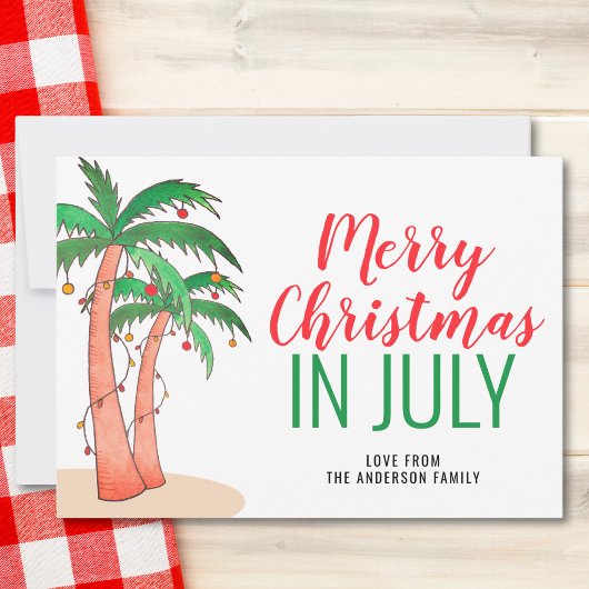 Prettig kerstfeest in juli feestdagenkaart