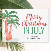 Prettig kerstfeest in juli feestdagenkaart