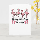 Prettig kerstfeest in juli Flamingo Kerstmis zomer Kaart (Gele Bloem)