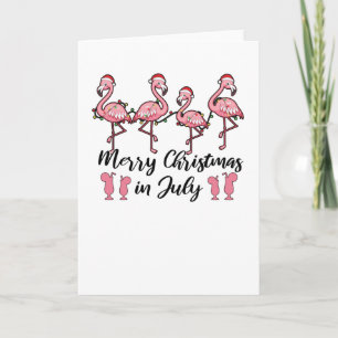 Prettig kerstfeest in juli Flamingo Kerstmis Zomer Kaart