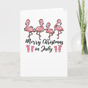 Prettig kerstfeest in juli Flamingo Zomer Cocktail Kaart