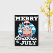 Prettig kerstfeest in juli grappige kerstman  kaart (Gele Bloem)